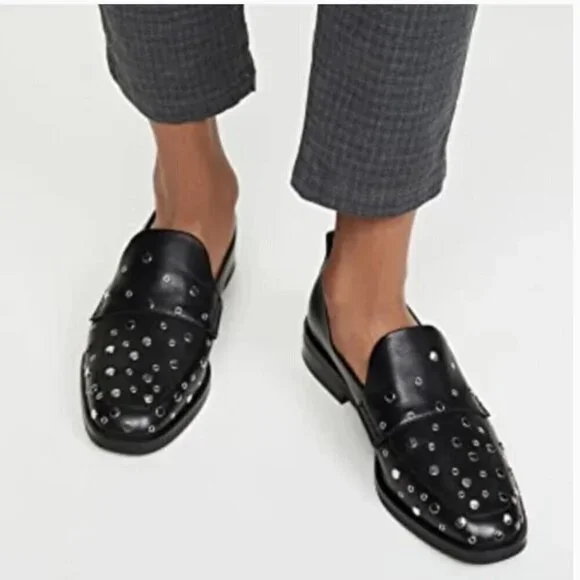 NWT in Box 3.1 Phillip Lim Women's Alexa Studded Apron Toe Black Loafer … - Picture 4 of 12
